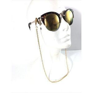 Vintage Pearl eye glasses holder W/ Gold Tone Neck Chain. Estate Jewelry.